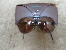 Vintage REMINGTON Aviator Shooting Safety Glasses Sunglasses with Case Amber