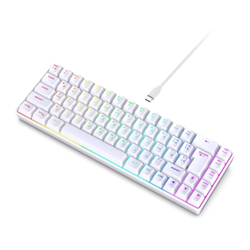 Russian 68-Key Corded Membrane Keyboard 18 Mode Color Backlits For Gaming Office - Image 3 of 4
