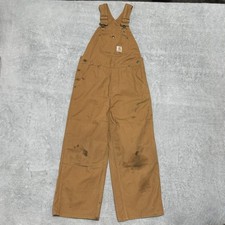 Carhartt Youth 10 Brown Duck Canvas Bib Overalls Distressed Workwear Ox8603-b