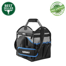 HART 12-inch Tool Tote Bag with Rotating Handle & Multiple Pockets Heavy Duty