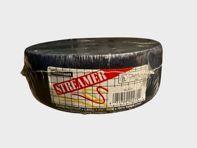 Vtg NOS GIANT Roll Dennison Mfg Black Crepe Streamers RARE 1  7/8  x  166 2/3 