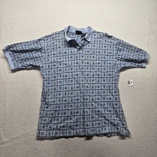 Vintage OP Polo Shirt Blue Tropical Hawaiian Short Sleeve Adult Men's L Large