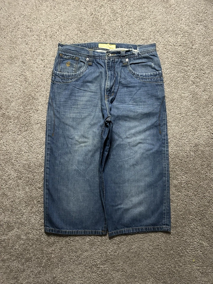 Pantalones Cortos Vintage Rocawear Para Hombres 34 Azul Sueltos Hip Hop Patinador Cyber Y2K Foto 2 de 4