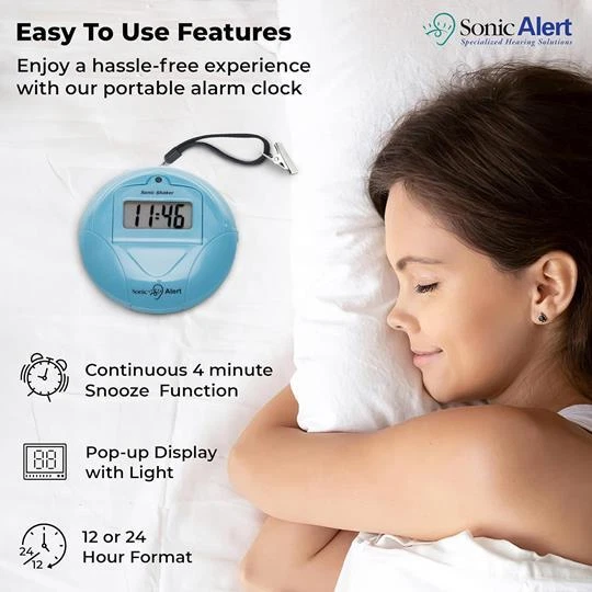 Sonic Alert Sonic Shaker SBP100 Vibrating Travel Alarm Clock | Jade Blue - Image 2 of 4