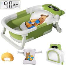 Foldable Baby Bath Tub Collapsible Infant Shower Bathtub with Thermometer  Cap