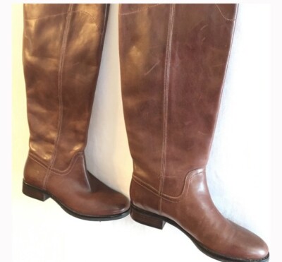 Ivanka Trump Boots M Cognac Brown Soft Leather Tall Block Heel