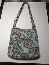 Vera Bradley Hipster Fan Flower Crossbody Bag Green Quilted