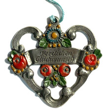 Metall - Kunst   aus  Zinn,  handbemalt,  1958  aus  Bayern  in   Deutschland  !