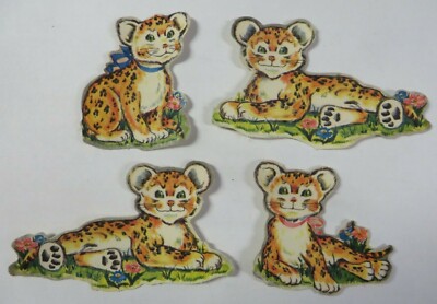 Vintage 1950's Vogart BABY LEOPARDS Iron On Fabric Appliques Lot 