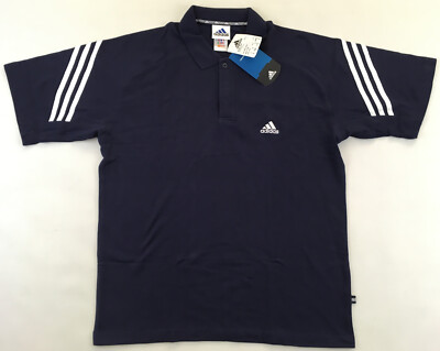 NEW Adidas 2000s 00s polo shirt short sleeve navy blue deadstock