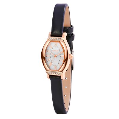 CakCity Women's Dainty Small Oval Leather Strap Watch Ladies Wrist WatchBlack...