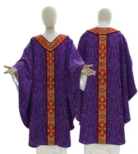 Purple Violet/red Gothic Chasuble with stole Casulla Casula Vestment G062FC26