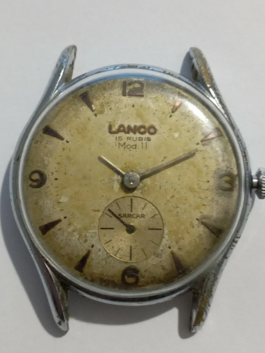VINTAGE Schweizer LANCO SARCAR Zifferblatt MOD 11 Milit r 15 Rubine Kal. Langend