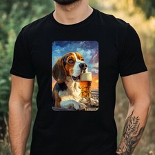 T-shirt uomo Beagle cane beve birra fantasia cotone taglia dalla XS alla 5XL