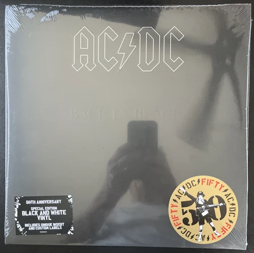 AC/DC BACK IN BLACK BLACK & WHITE MARBLE VINYL LP 50TH ANIV LTD NEW SEALED MINT