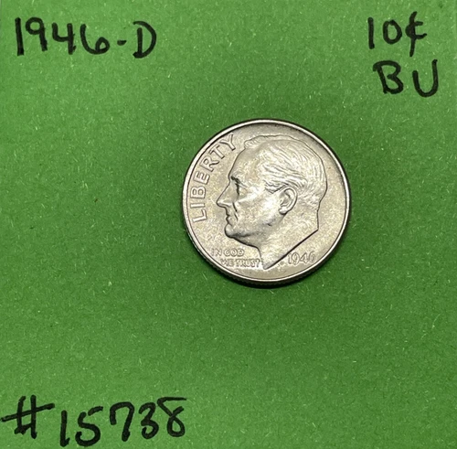 1946 D Roosevelt Dime BU Uncirculated Mint State 90% Silver 10c US Coin