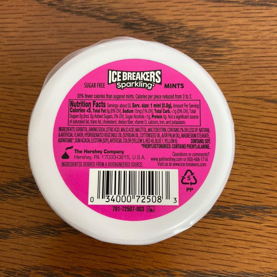 Ice Breakers Mints Sugar Free Sparkling Raspberry Lemon Seltzer 1.5 oz ...