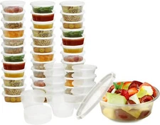 8 oz Round Deli Food/Soup Storage Containers w/ Lids Microwavable Clear Plastic