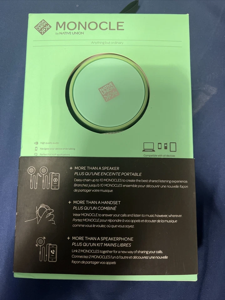 Monocle by Native Union Speaker + Handset + Speakerphone/Lime Green/New in Box - Image 2 of 2