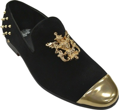 gold studded mens loafers