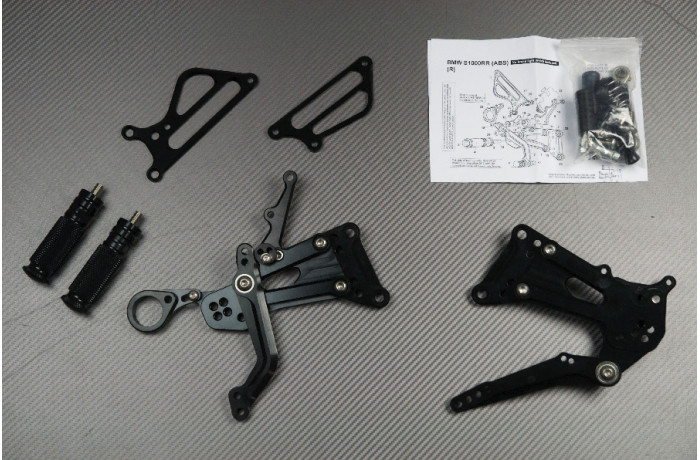 Commandes reculées réglables noires pour moto BMW S1000RR 2009-2014