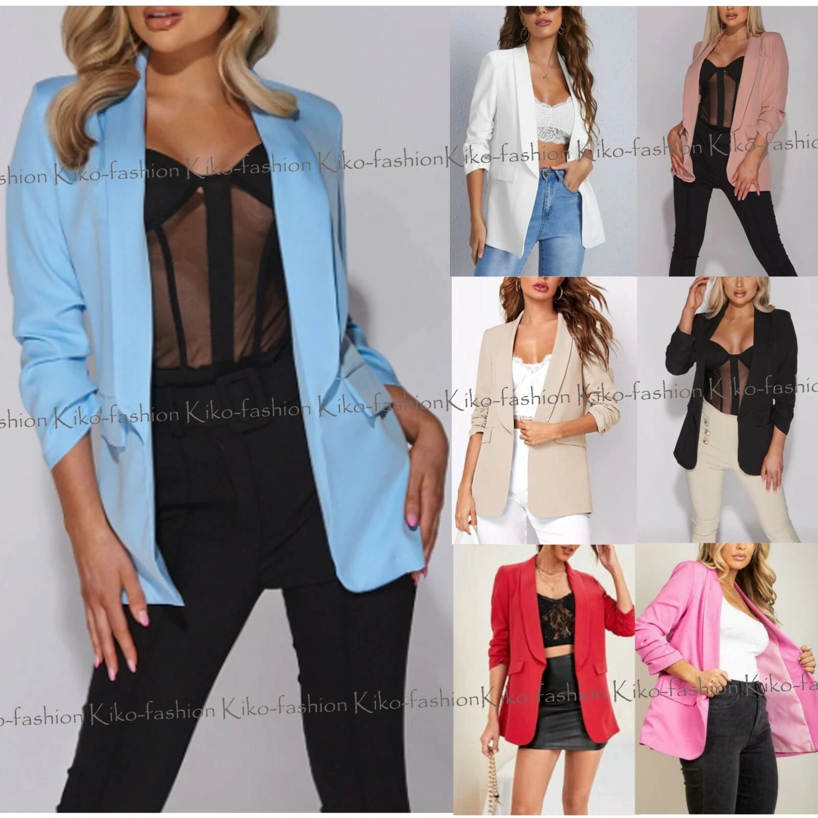 Womens Ruched Sleeve Fully Lined Blazer Collared Casual Ladies Formal Jacket Top
Opens in a new wind