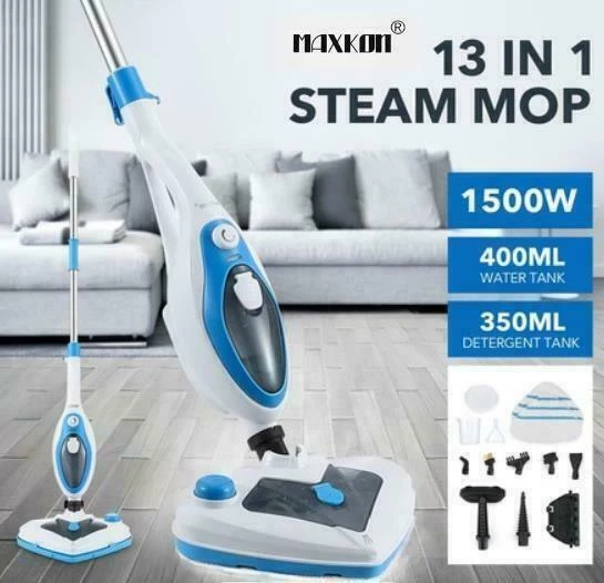 Maxkon 13-in-1 1500W Handheld Steam Mop Cleaner - Blue/White