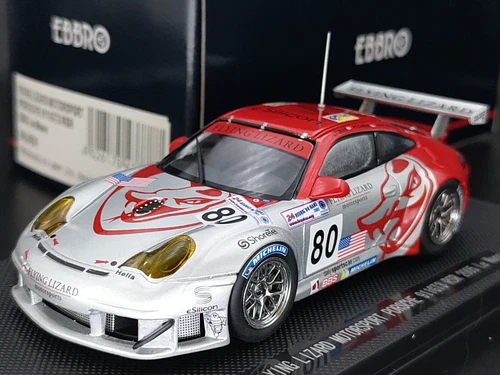 EBBRO 1:43 FLYING LIZARD MOTORSPORT PORSCHE 911 GT3 RSR 2005 LE MANS 24 DIE CAST