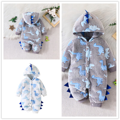 Newborn Baby Boy Girl Cartoon Hooded Romper Jumpsuit Bodysuit