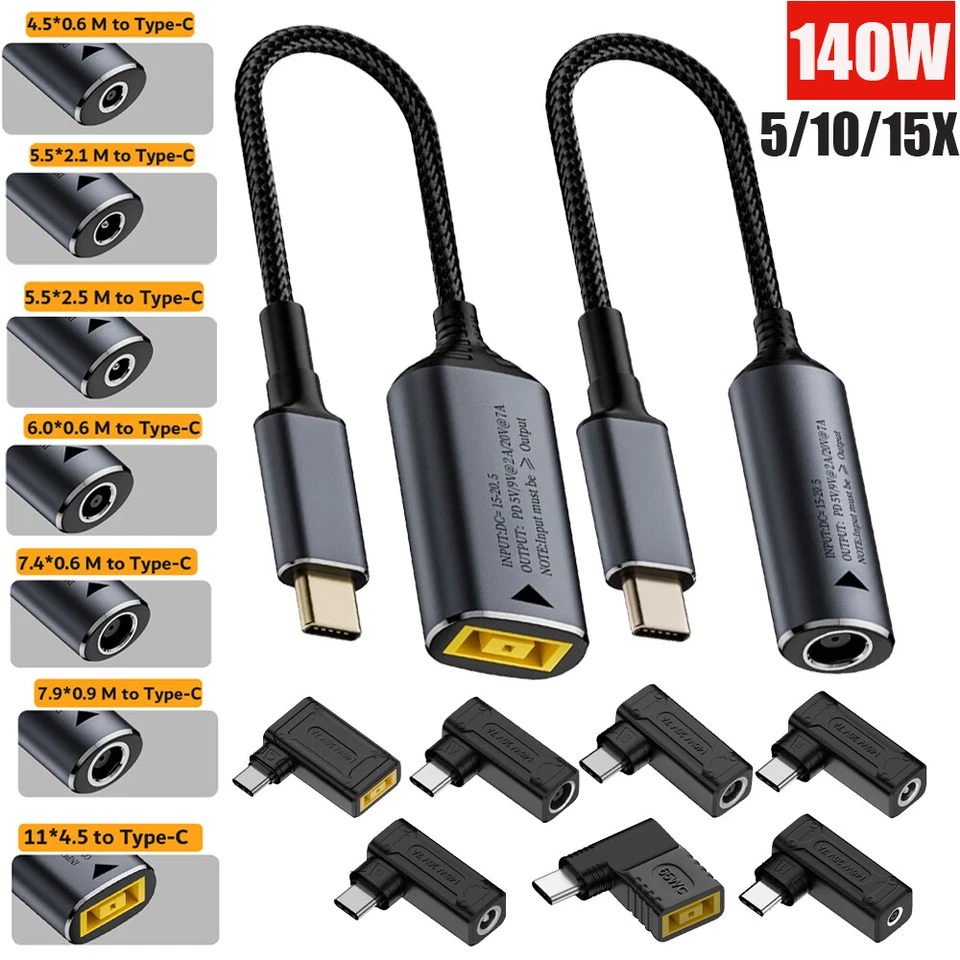 5-15 140W Laptop Charger TO USB Type C PD Power Converter Charging Cable Adapter - Image 2 of 4