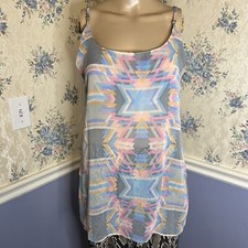 SHOW ME YOUR MUMU PINK/BLUE MULTI COLOR PRINT TUNIC TOP SZ S
