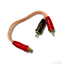 2PCS Y-ADAPTER CAR AUDIO RCA INTERCONNECT COPPER CABLE 2 MALE TO 1 FEMALE
