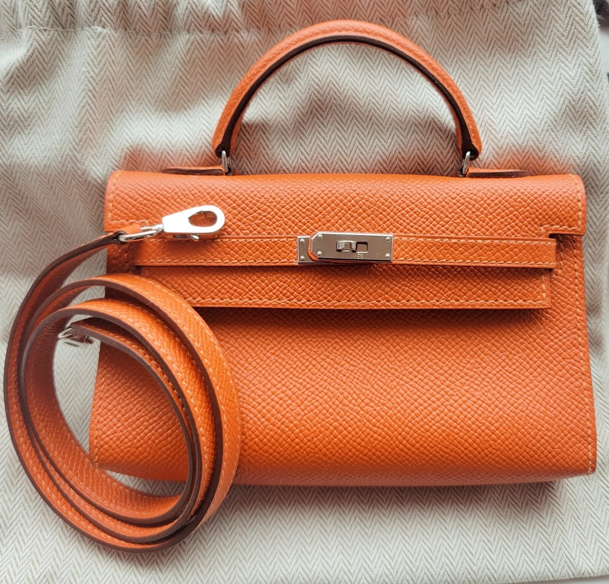 Hermes Mini Kelly Bag in Original Epsom Leather Dark Pink