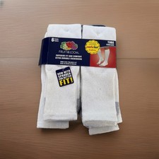 Fruit of the Loom 6 Pack Over The Calf Tube Socks White Men's Size 6-12 2012 