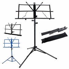 Foldable Stainless Steel Music Stand with Carry Bag Adjustable Tripod Desktop