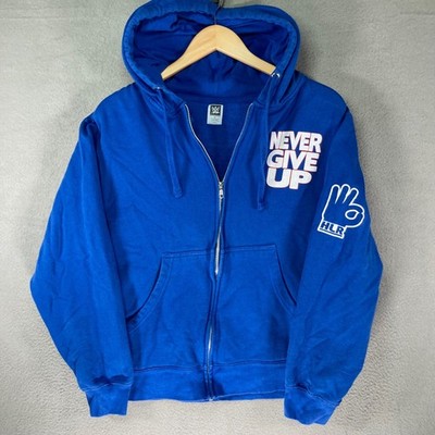 WWE John Cena Never Give Up Hustle Loyalty Respect Blue Zip Hoodie Size S