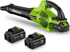 Leaf Blower Cordless, 21V Electric Leaf Blower with 2 X 4.0Ah Batteries and Fast