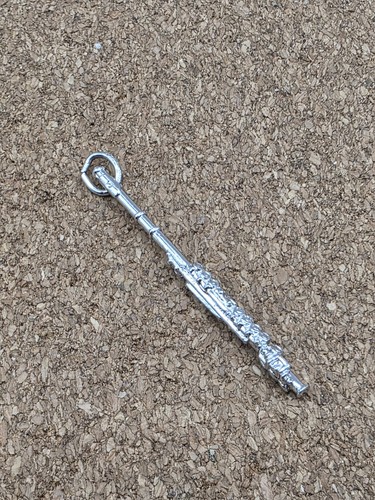 Ciondolo collana argento sterling 925 strumento musicale flauto vintage - Foto 2 di 2