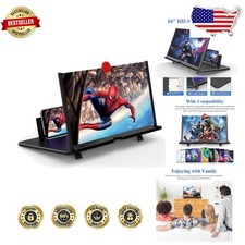 Foldable 16" HD Screen Magnifier, 3D Phone Projector, Black, All Smartphones