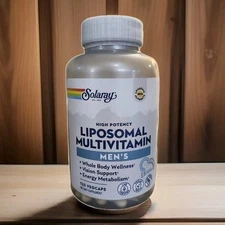 NEW Solaray Liposomal Multivitamin 120 Capsules Mens XL Bottle Expires 3/27