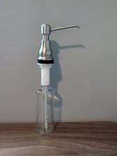 Brushed Metal Soap Lotion Dispenser Pump Clear Bottle Kitchen Sink Modern