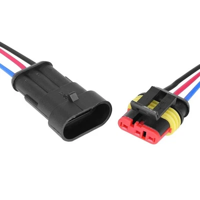 PRE WIRED WATERPROOF 3 PIN WAY SUPERSEAL AMP WIRE ELECTRICAL CONNECTOR 12v 24v