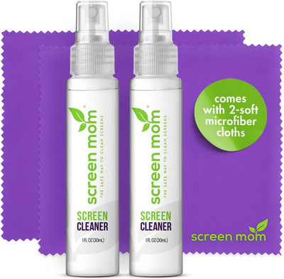 Screen Cleaner Spray and Microfiber Cloths 2-Pack (2X1Oz) by Screen Mom-Screen C