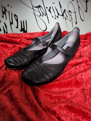 ''EVERYBODY'' SPANGENBALLERINA 40 SCHWARZ FALTEN-OPTIK 100% LEDER FLACH NEUWERTIG
