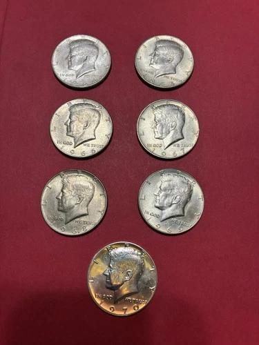 Kennedy Half Dollar Lot 1964-1970 50C 7 Coin Set 90% & 40% 1970 proof inc.