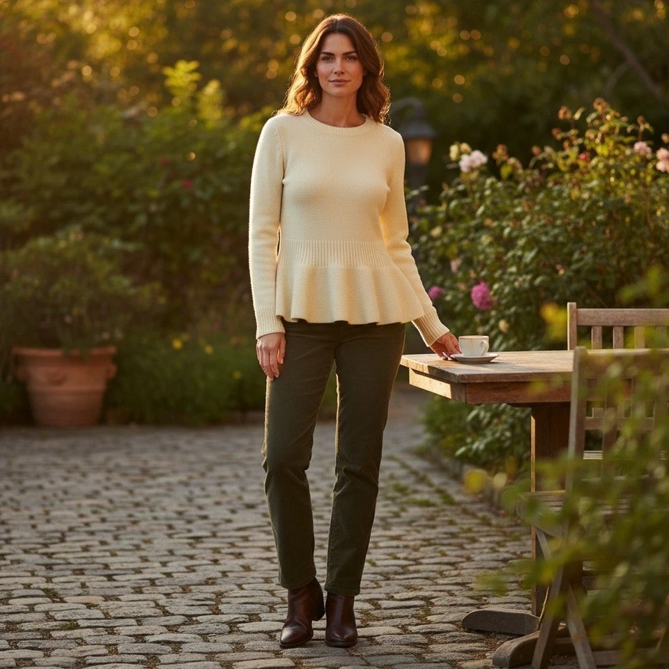 Suéter vintage Y2K Bongo Plus tejido crema peplum para mujer 1X dobladillo acampanado Foto 4 de 4