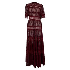 Zimmermann Lace-Trimmed Maxi Dress In Silk Women Burgundy M
