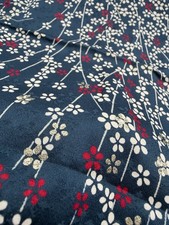 Vintage 1970s Japanese Printed Silk Kimono Fabric
