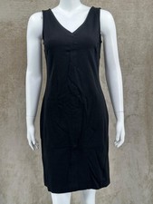 Talbots Dress Womens 6 Black Sleeveless Sheath V-Neck Stretch Office Career LBD
