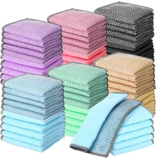 60 Pcs Wire Dishwashing Rag Double Layer Non-Scratch Wire Dishcloth for Wet D...